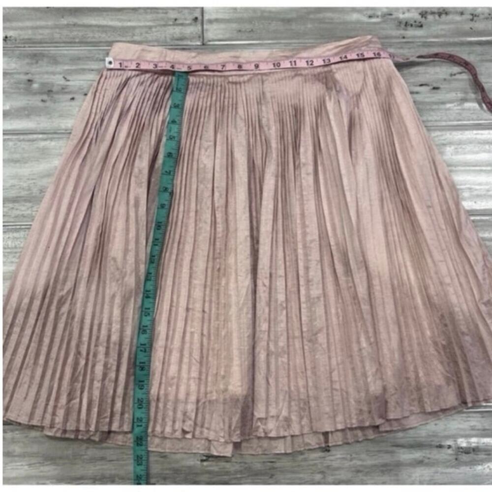 Club Monaco Blush Metallic Pleated Skirt Sz 10 Balletcore Quiet Luxury Coquette - Picture 9 of 10